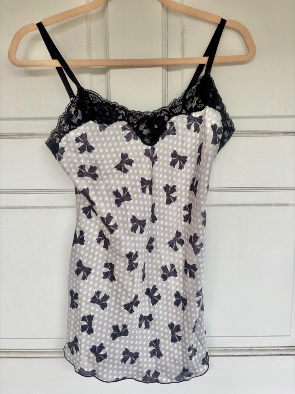 Vintage Living Doll LA Micro Mini Dress Y2K Lace Trim Sheer Slip Bow Small